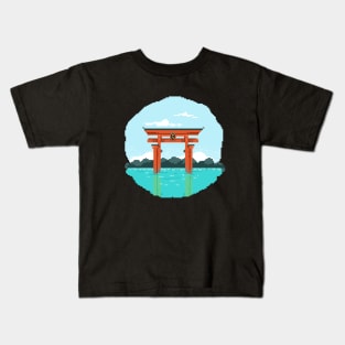 Torii Gate Pixel Art Kids T-Shirt